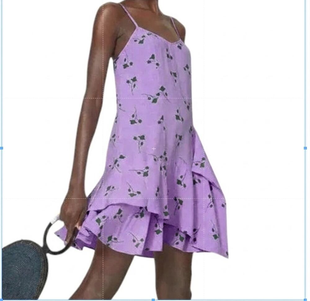 Thakoon Collective Lilac Floral Ruffle Slip Dress Size 12 Purple  Summer